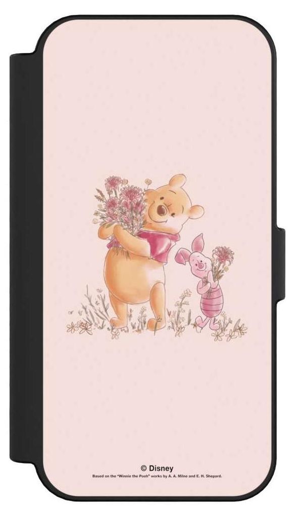 NIVOCASE Klapphülle für Apple iPhone 16 Handyhülle aus Kunst Leder NIVOflip schwarz Disney Offizielles Lizenzprodukt Winnie Puuh Ferkel