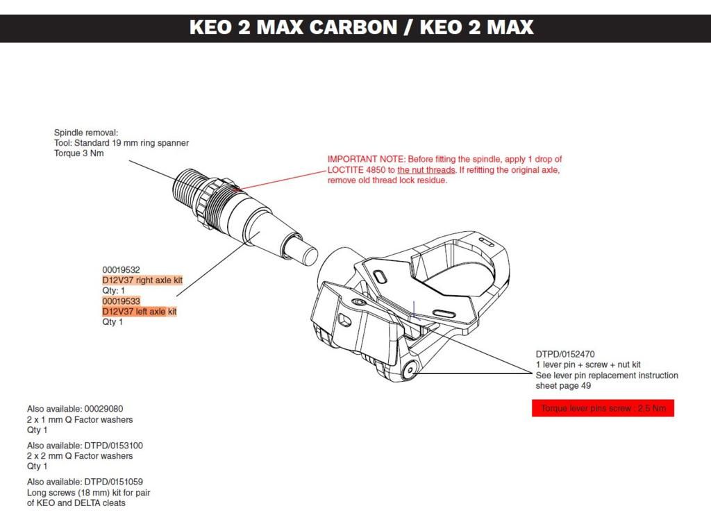 Axe de remplacement LOOK Keo 2 Max D12V37 - Axe gauche Image du produit 