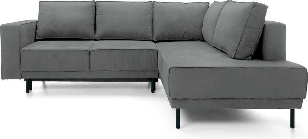 Ecksofa Rodario mit Schlaffunktion, Easy-Clean-Veloursbezug in Dunkelgrau, rechtsseitig