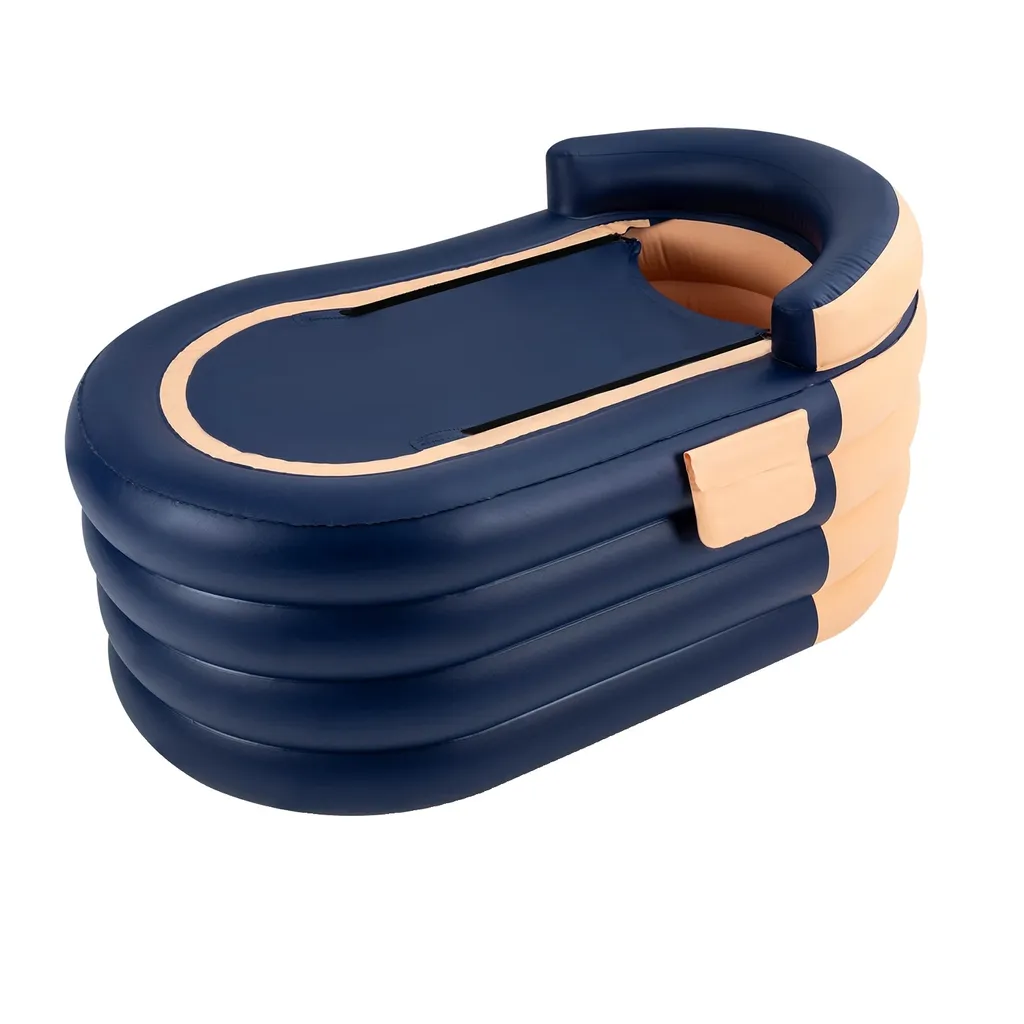 Vasca da bagno gonfiabile, gonfiaggio rapido, design resistente al calore, arancione-blu