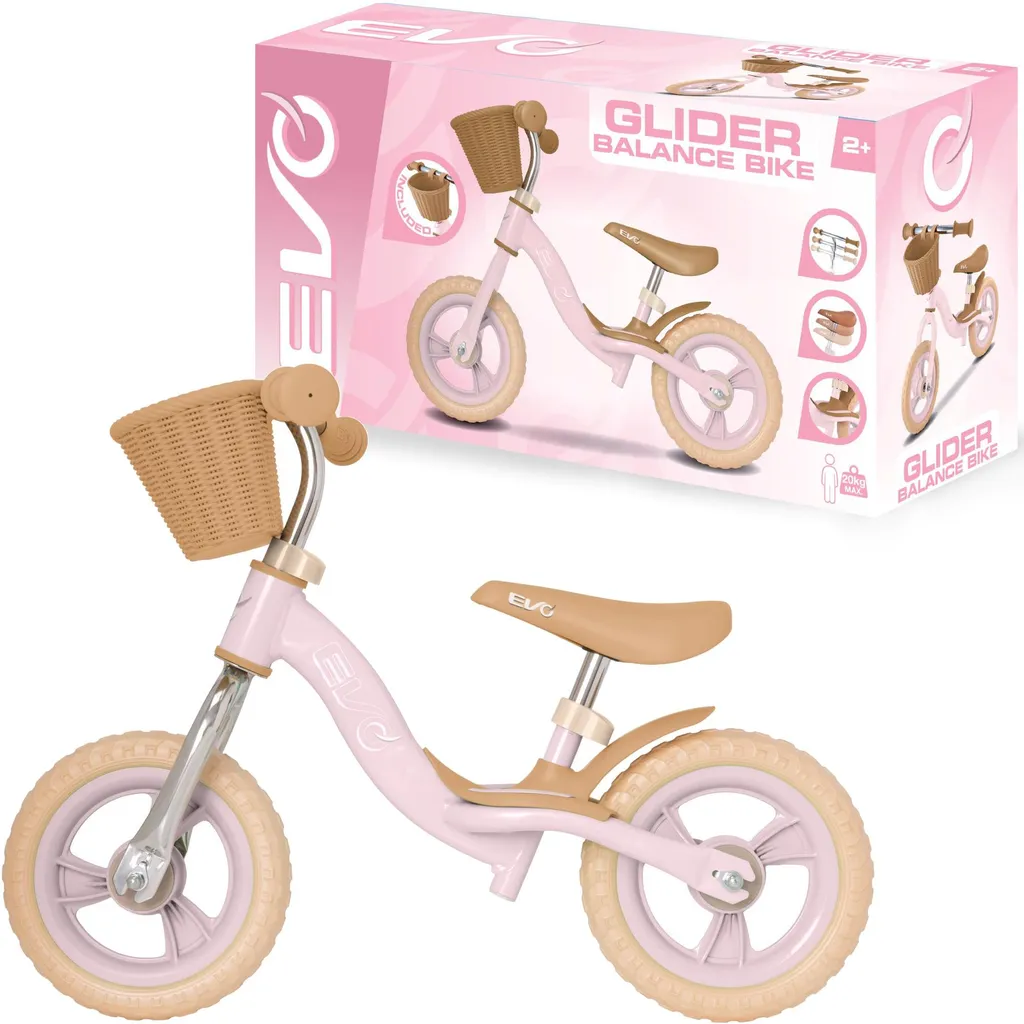 Vélo d'équilibre EVO Glider rose : évitez les chutes et apprenez à rouler