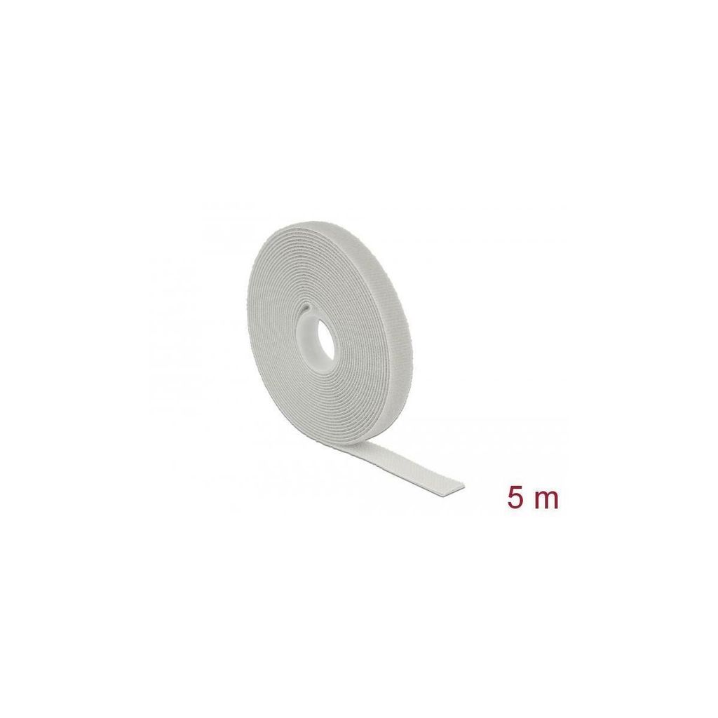 DeLOCK Kabelbinder Klett Rolle 5m gy | L5m x B13 mm grau