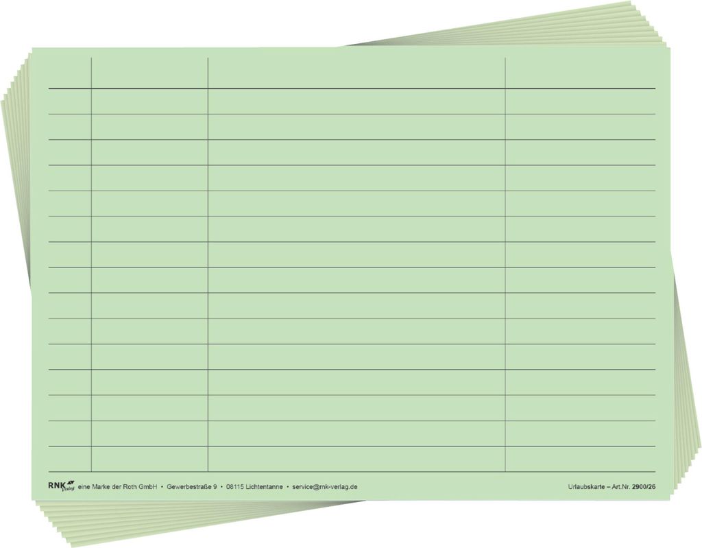 A stack of light green ruled cards, with a few cards fanned out at the top.
