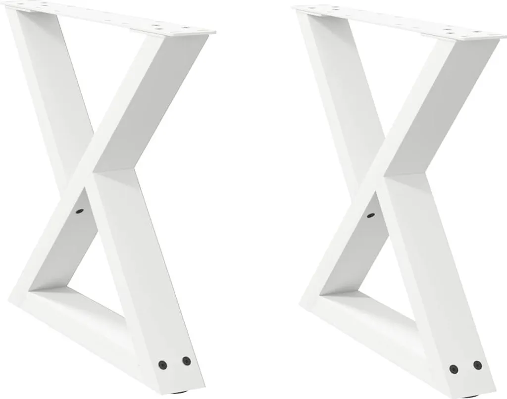 Gambe Tavolo vidaXL Acciaio Bianco 60x43cm - Coppia Supporti Fai Da Te