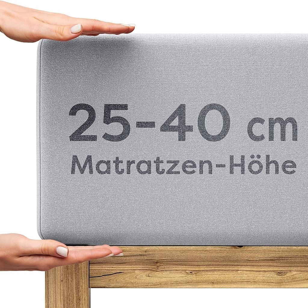 Spannbettlaken 200x220-220x240 Boxspringbett Bettlaken, Spannbetttuch für Matratzen bis 40cm - Wolkenfeld - Stretch Gummizug & Rutschfest - Hellgrau