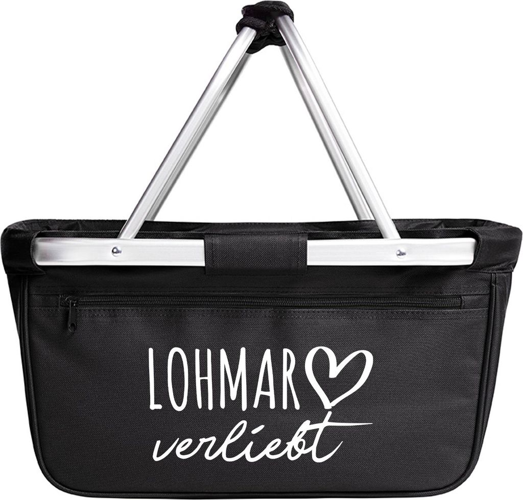 Huuraa Einkaufskorb Lohmar verliebt 20 Liter Black faltbarer Tragekorb Geschenkidee
