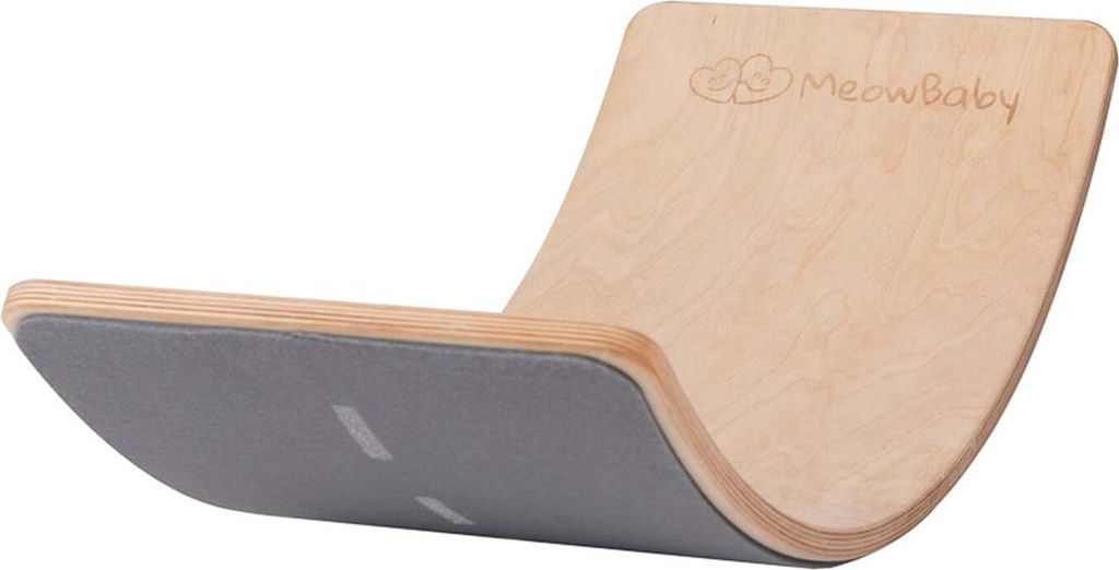 MeowBaby Balancierbrett aus Holz für Kinder Montessori Balance Board 80x30cm mit Filz natur mit filz grau Highway
