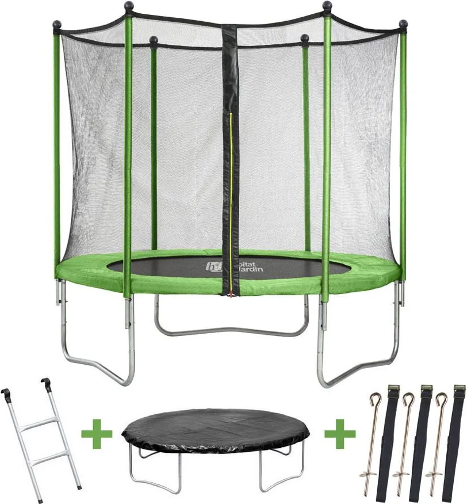 Trampoline enfant 3m Yoopi : pack complet pour jouer dehors en toute sécurité