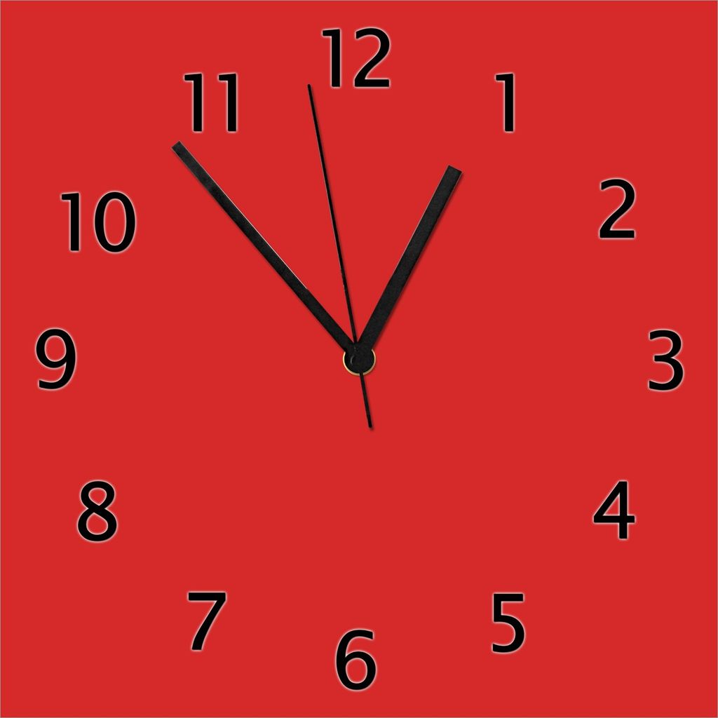 Wallario Design Wanduhr Rot aus Echtglas, Größe 30 x 30 cm