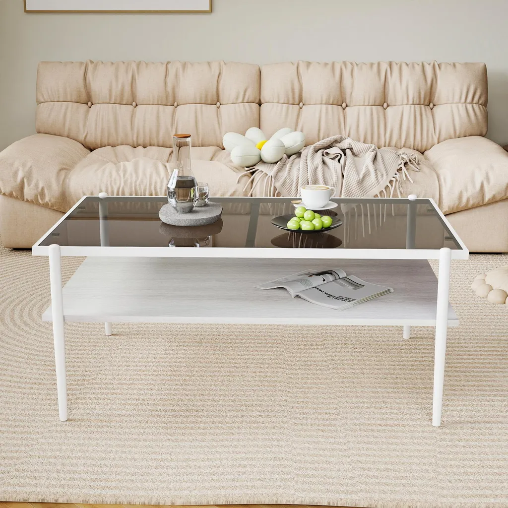 Table basse rectangulaire en verre robuste et facile à entretenir
