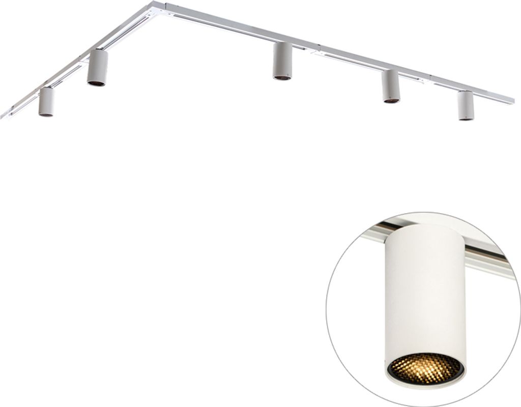 QAZQA - Modern Modernes Schienensystem I Spotlight I Deckenspot I Deckenstrahler I Strahler mit 5-flammig Spot I Spotlight I Deckenspot I Deckenstr...