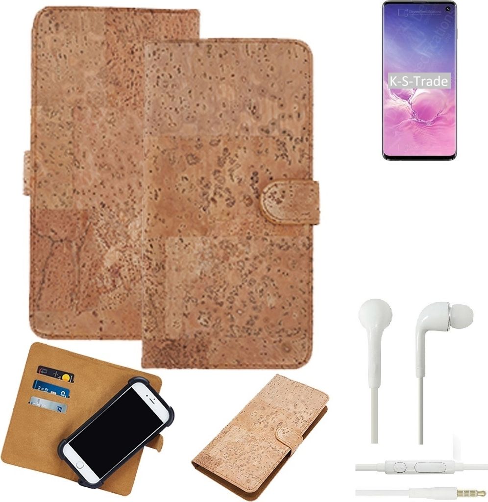 K-S-Trade Hülle kompatibel mit Samsung Galaxy S10 Exynos + in ear Kopfhörer Kork Handyhülle Cover Schutzhülle TPU Case Bumper in Hellbraun, (1x)