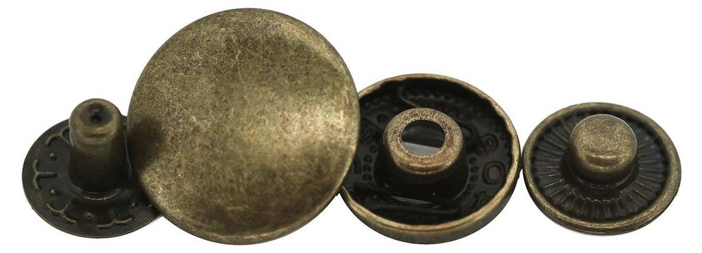 50 Stk Druckknopf Set rund S-Feder Verschlüsse Schnappknopf Metall Größen 15mm sltmessing