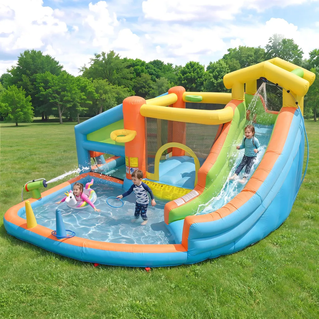 Château gonflable Merax avec toboggan aquatique et jeu de basket en Oxford