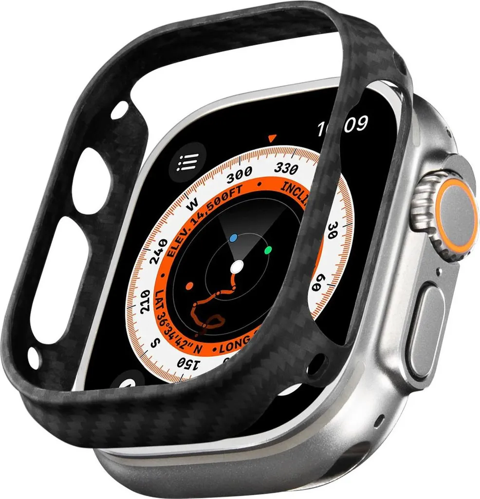 Boîtier Apple Watch Ultra 49 mm Pitaka Air Ultra-Léger Noir et Gris 600D