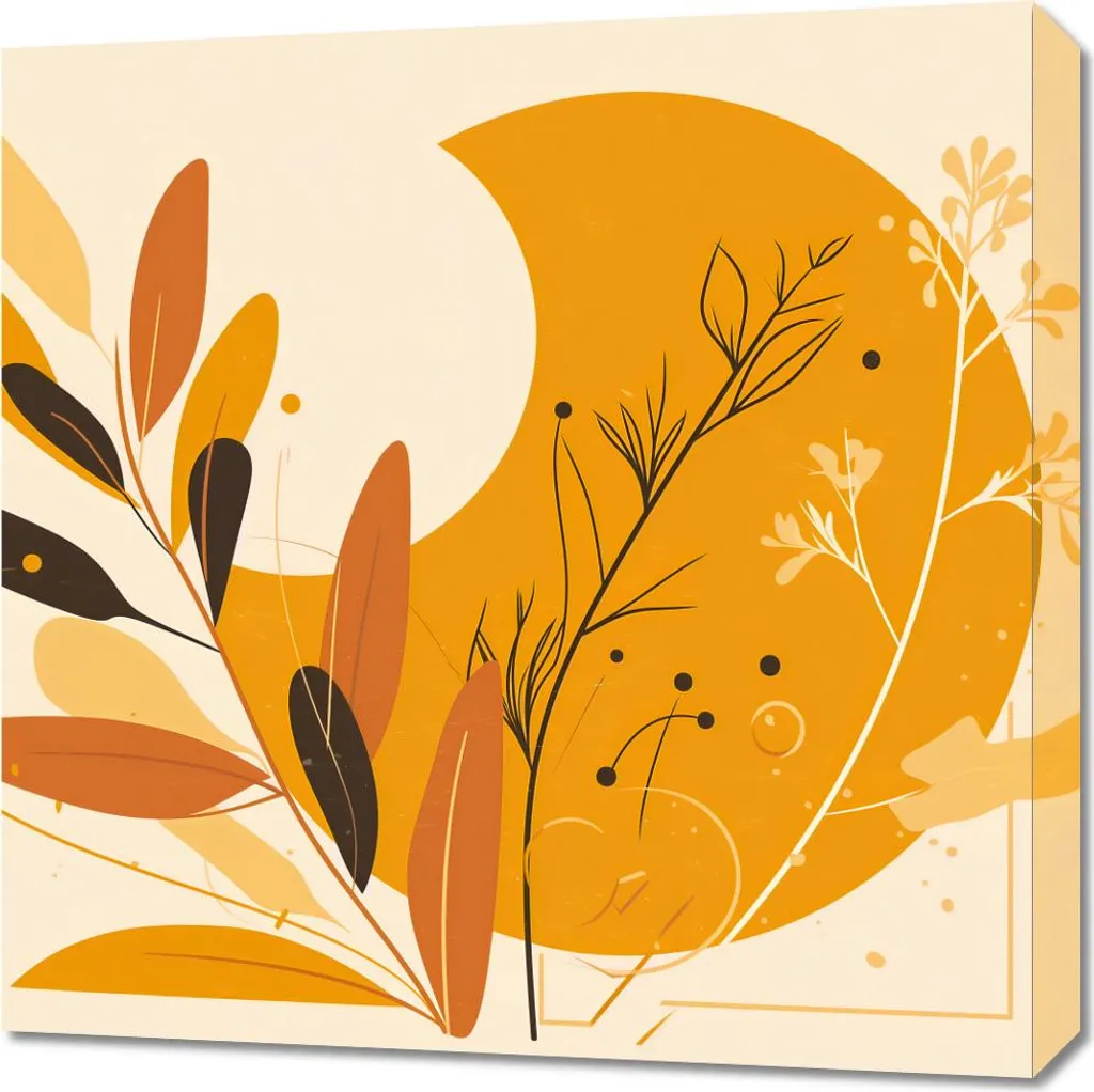 Toile murale 60x60 cm Incarnation chaleureuse aux tons ocres et bois