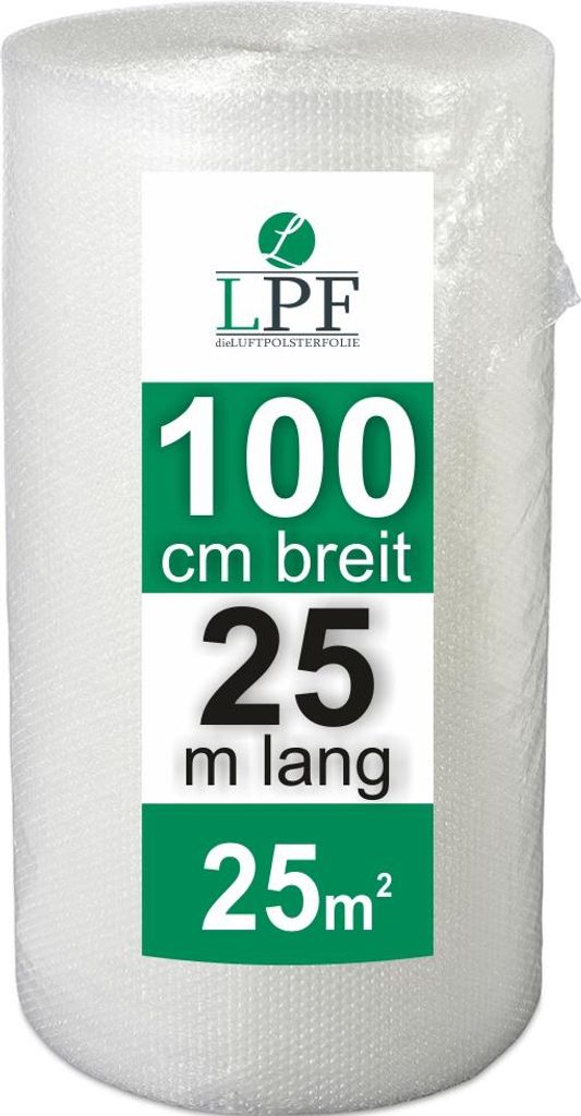 Luftpolsterfolie Breite 100cm x Länge 25m Blasenfolie Rolle Produktbild 