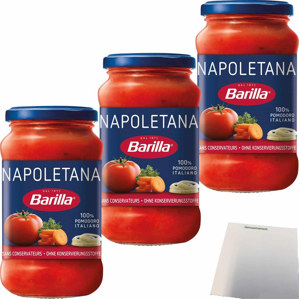 Barilla Napoletana Sauce 3er Pack (3x400g Glas) + usy Block Produktbild 