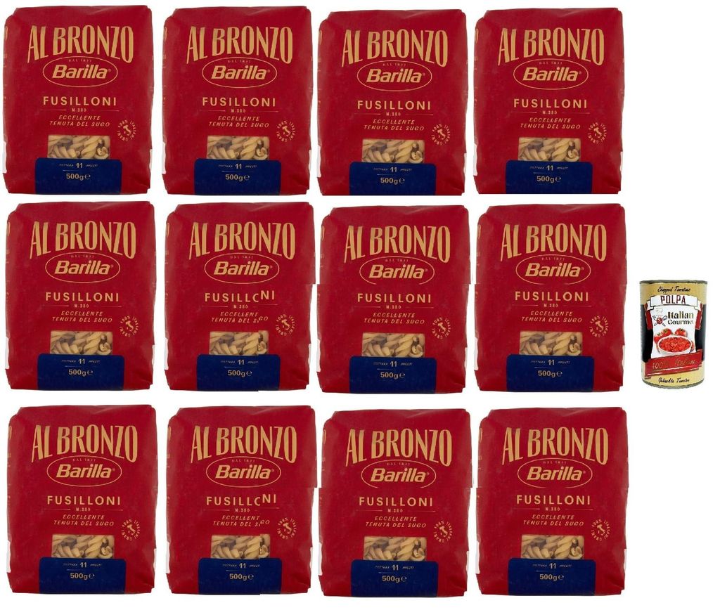 Barilla Al Bronzo Fusilloni N.380 12x500g – 6 kg Vorratspack, extraraue Bronze-Textur für maximalen Saucenhalt, al dente in 11 Min., 100% Hartwe...