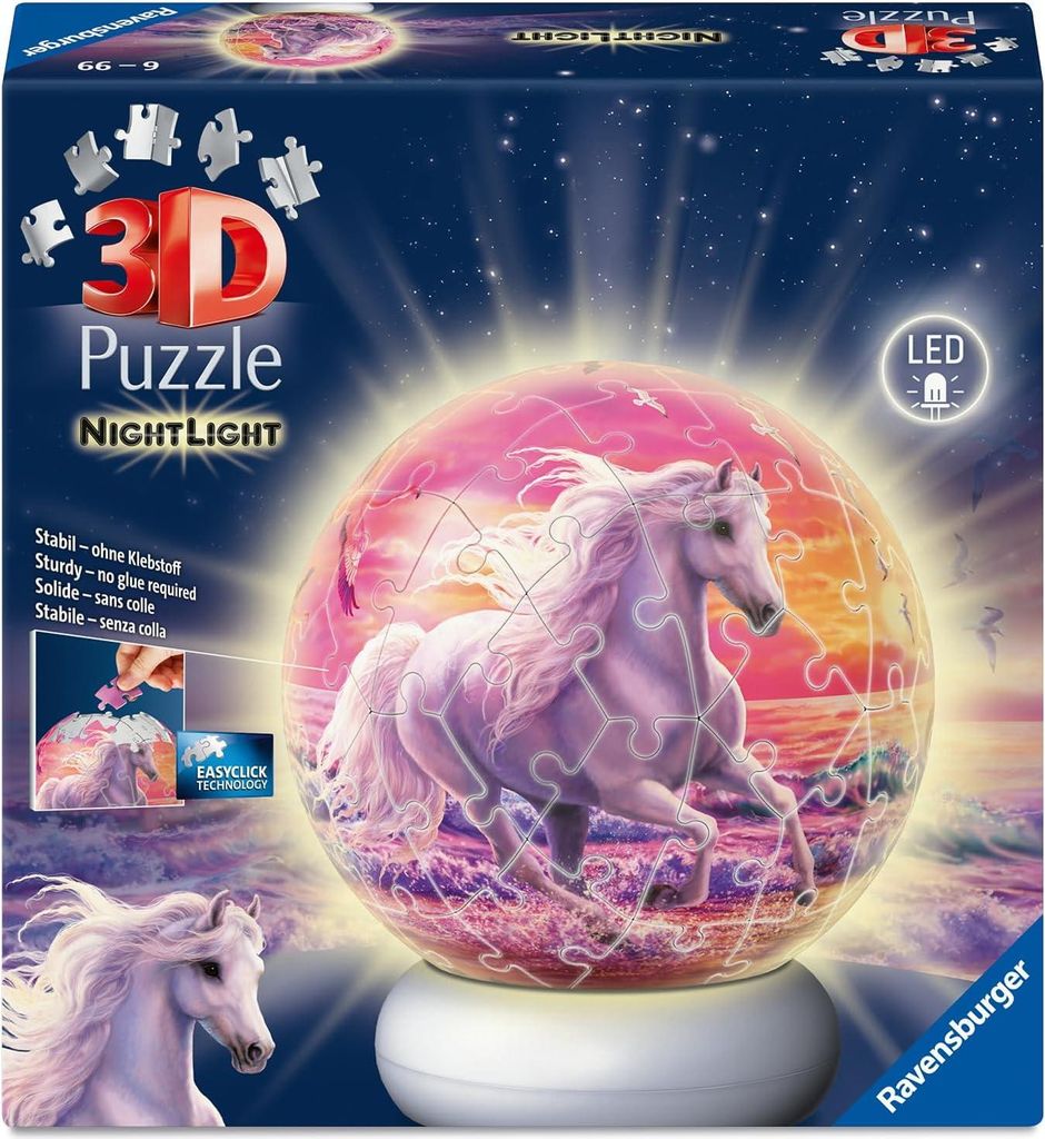 Puzzle-Ball Nachtlicht Pferde am Strand Ravensburger Produktbild 