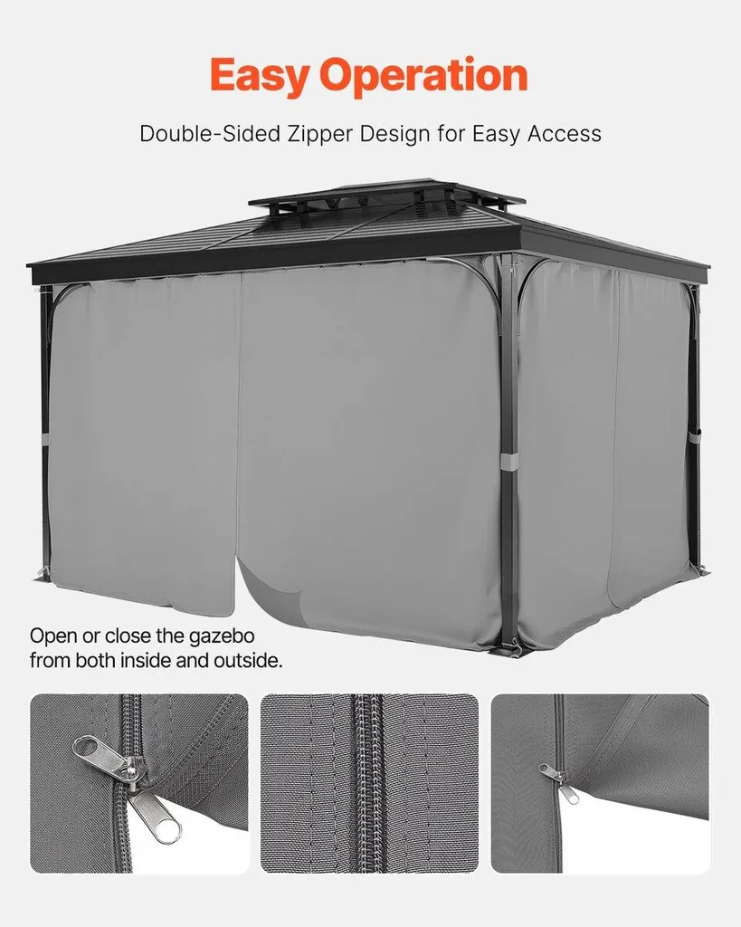 Tende Gazebo 10x10 Grigio per Famiglia | Privacy e Comfort in Giardino - 4