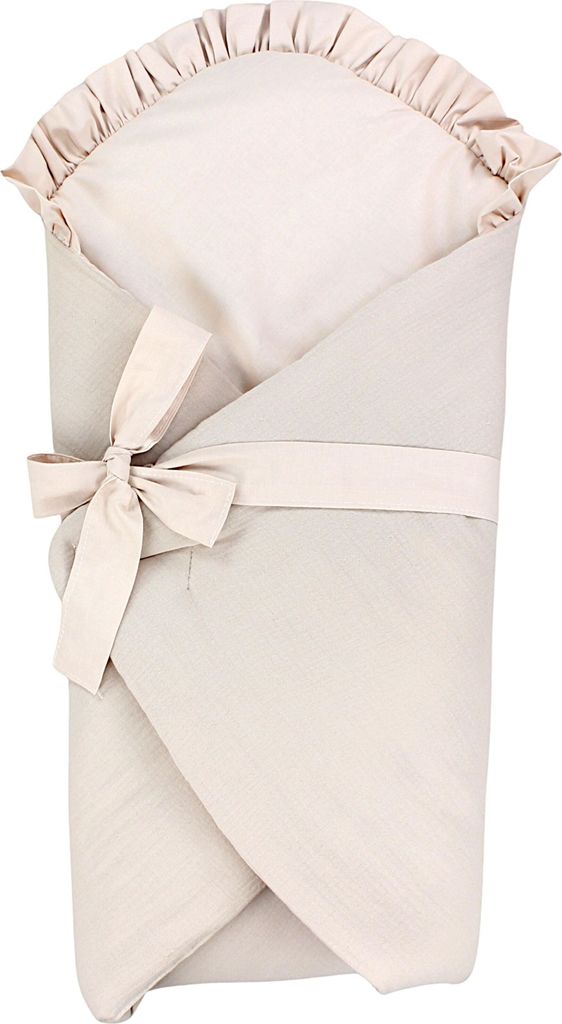 A baby swaddle blanket is shown against a white background.