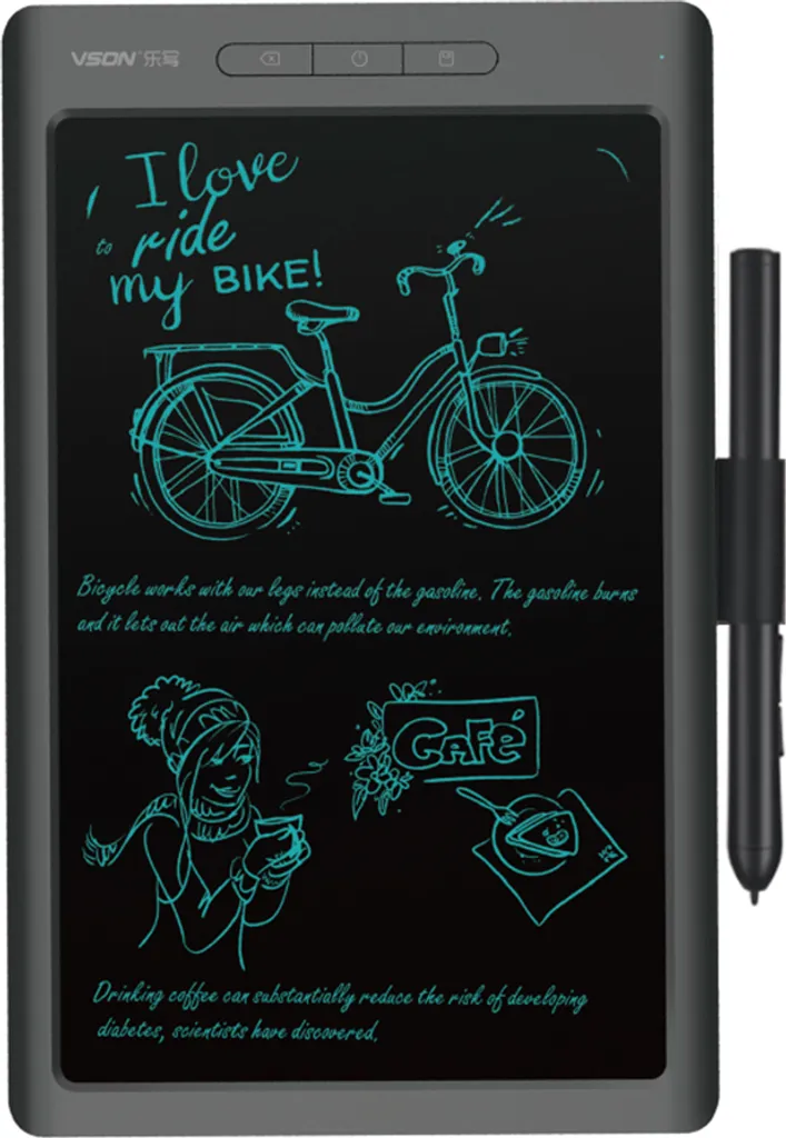 VSON WP9612N Tavoletta da disegno portatile intelligente, tavoletta da disegno per computer, 8192 livelli di sensibilità alla pressione, trasferimento simultaneo di note, grigio