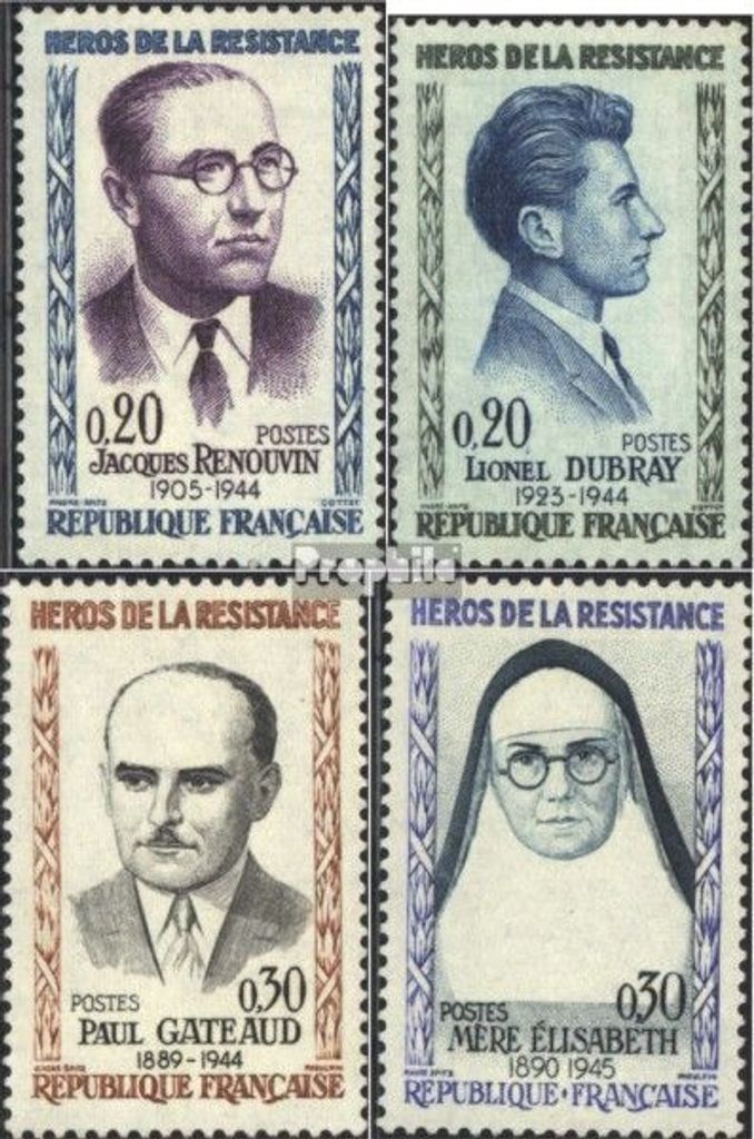Briefmarken Frankreich 1961 Mi 1342-1345 (kompl.Ausg.) postfrisch Widerstand