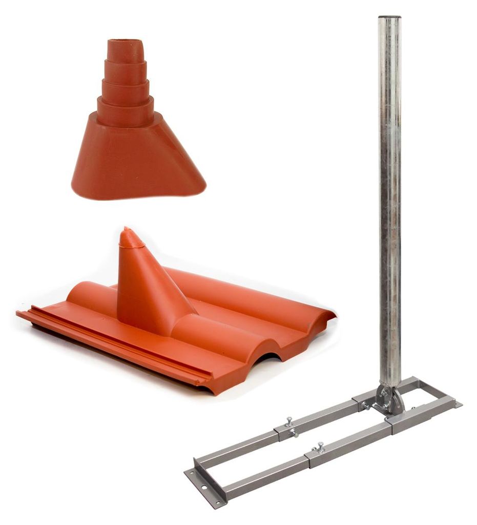 SkyRevolt SAT Dachsparrenhalter 1m Mast 60mm Stahl Produktbild 