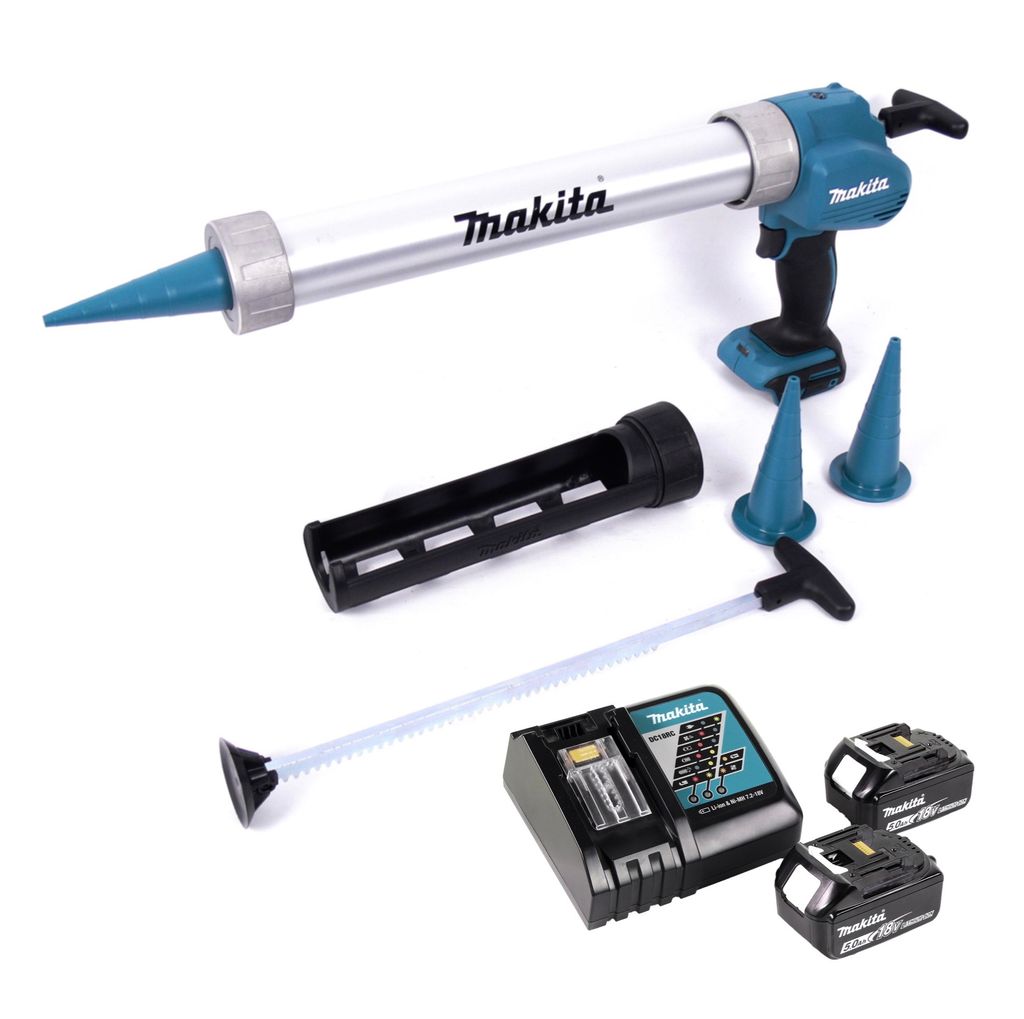 Makita DCG 180 RTX Akku Kartuschenpistole 18 V 300 / 600 ml + 2x Akku 5,0 Ah + Ladegerät