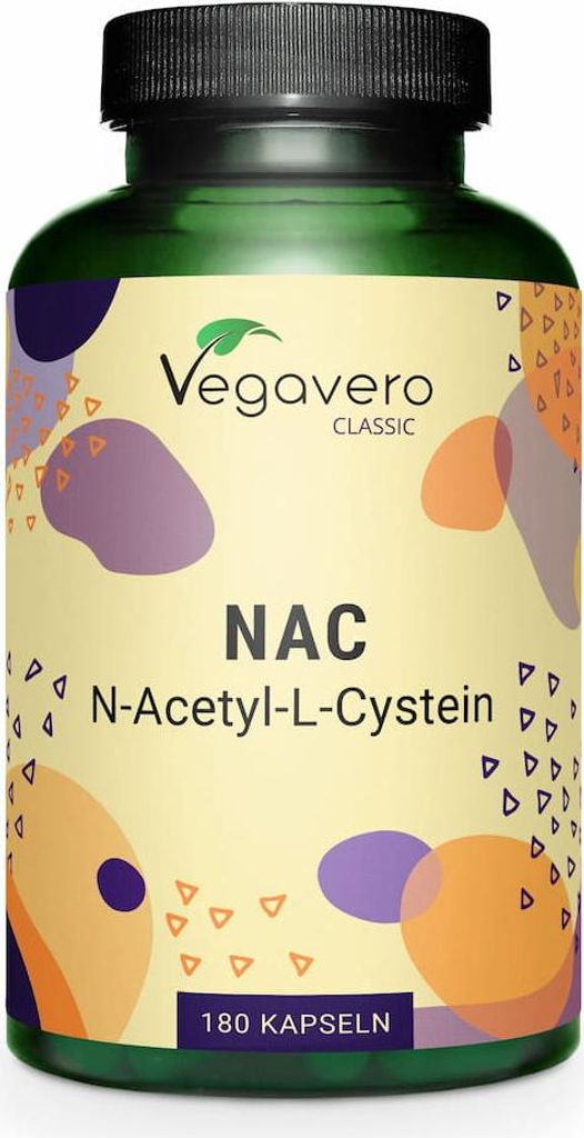Vegavero NAC | 180 Kapseln | 600 mg N-Acetyl-L-Cystein pro Kapsel | aus Fermentation | vegan