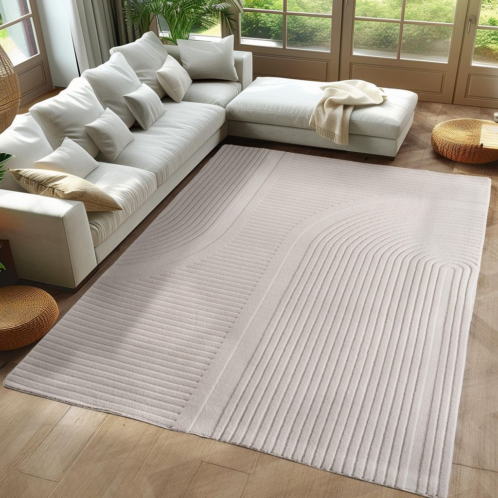 Carpetsale24 Boho Teppich Skandinavischer Kurzflor mit 3D Produktbild 