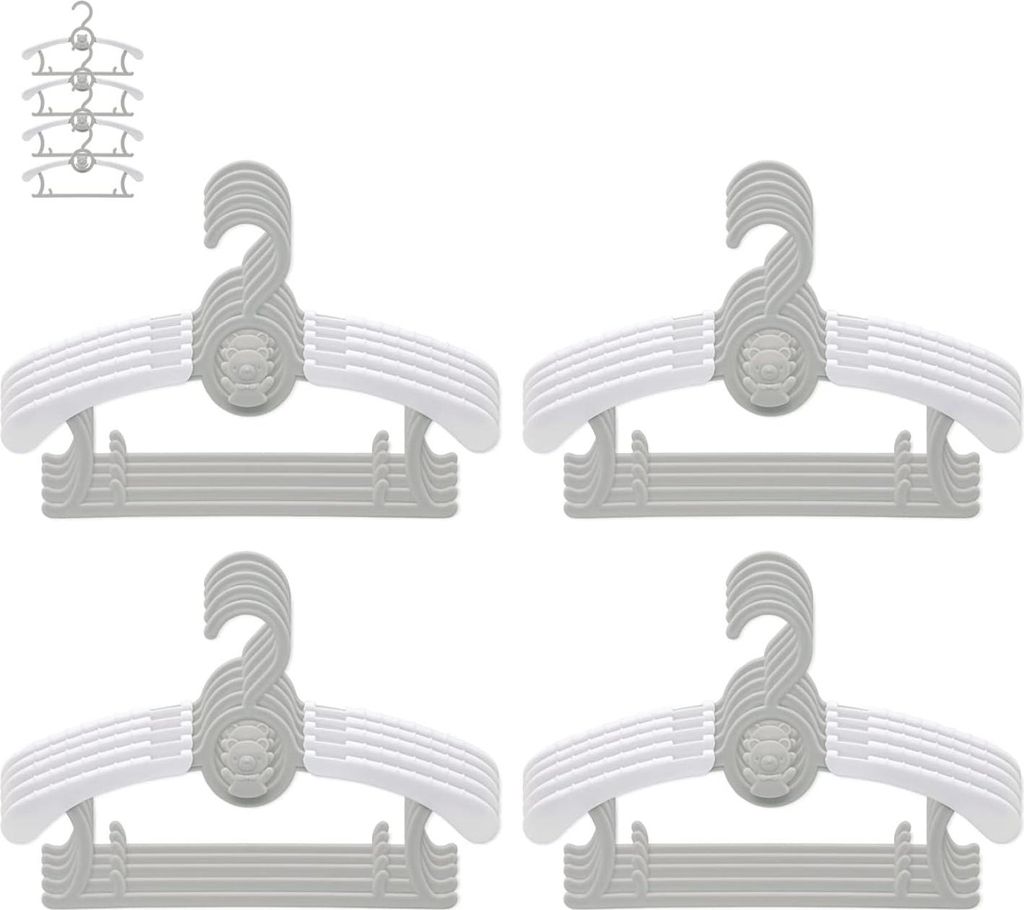 Kinderkleiderbügel Meegroei Set 20 - Stapelbare Bärenhaken Antislip - Baby-Kleiderbügel Kinderkleidung - Baby-Kleiderschrank platzsparend (grau ...
