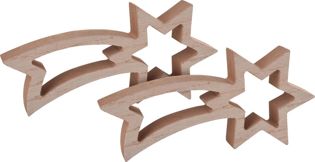 VBS Sternschnuppen 2 Stück 8x18x2.5 cm Deko Holzsterne Bastelbedarf