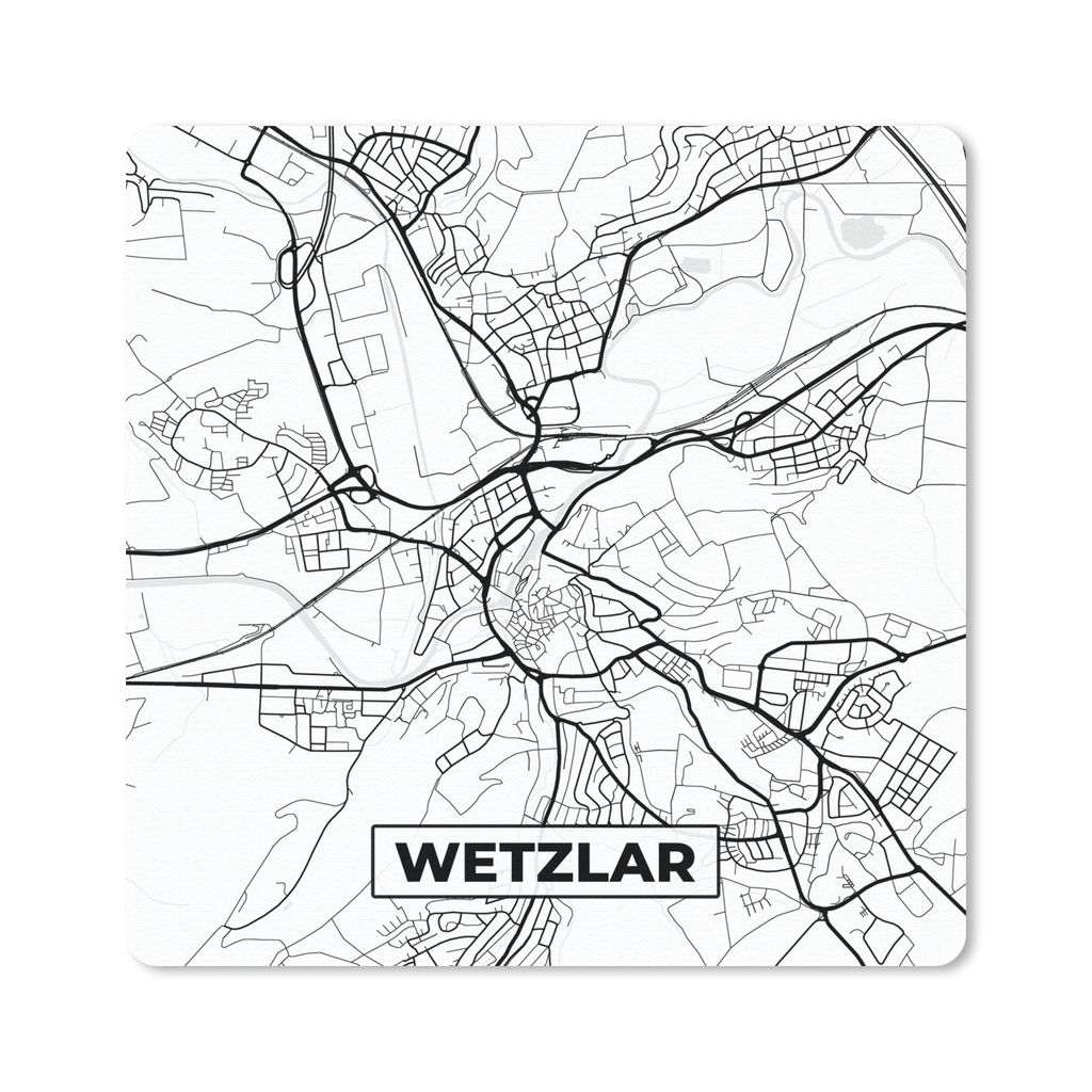 MuchoWow Mauspad Mousepad Karte - Wetzlar - Stadtplan - Karte 20x20 cm - Mousepads - Maus Mat - Pad - Mausunterlage - Desk Mat - Bureauartikeln