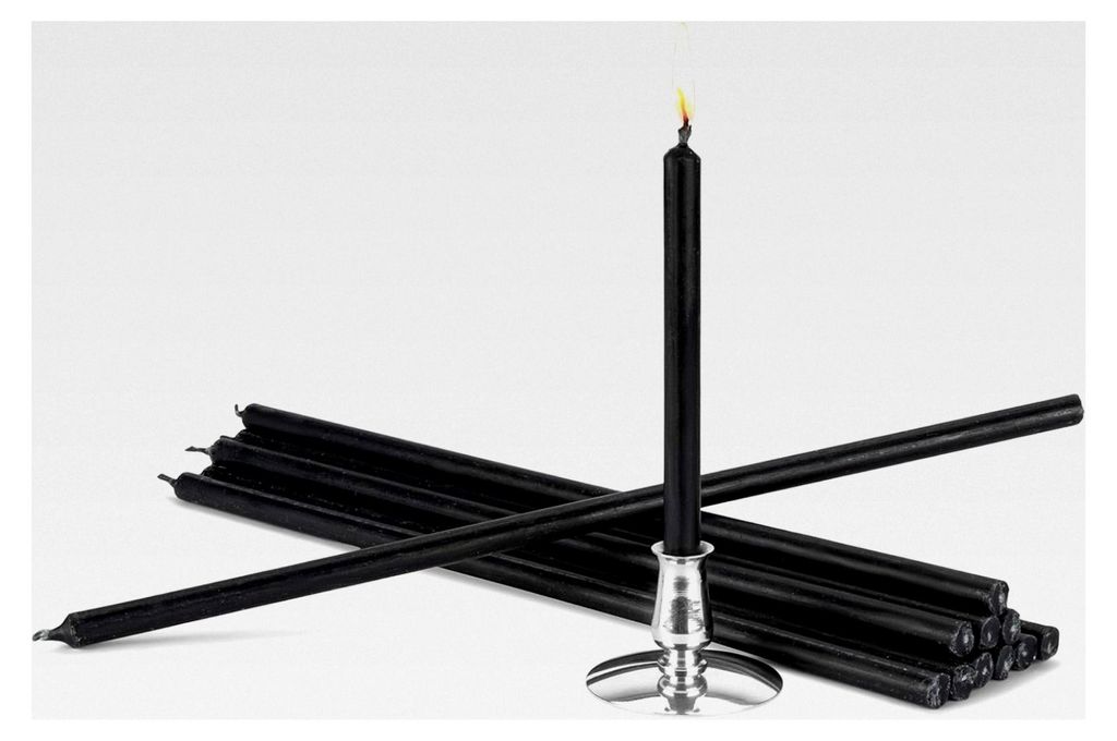 Kerzenhalter und Ritualkerzen schwarz tropffrei L 29cm Paraffinwachs