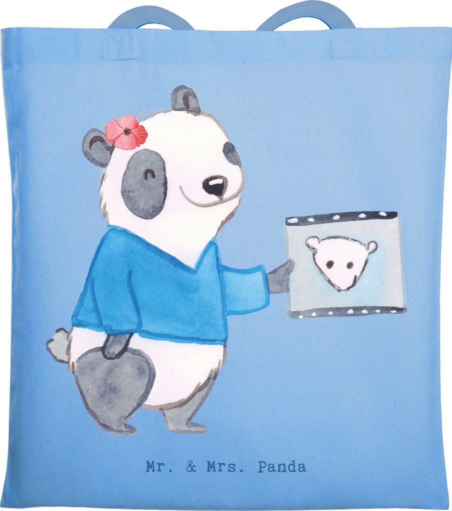 Mr. & Mrs. Panda Tote Bag Neurologin Herz - Sky Blue - Geschenk, Medizinstudium, Jutebeutel, Einkaufstasche, festivaltasche, Krankgeschrieben, Kran...