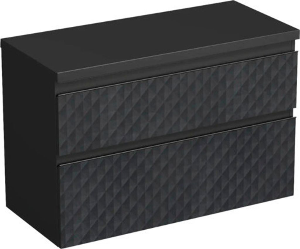 Jungborn Waschtischunterschrank TRENTA BxHxT 96,7 x 64,6 x 44,5 cm Frontfarbe schwarz matt TRE DESK 100 2Z B U129
