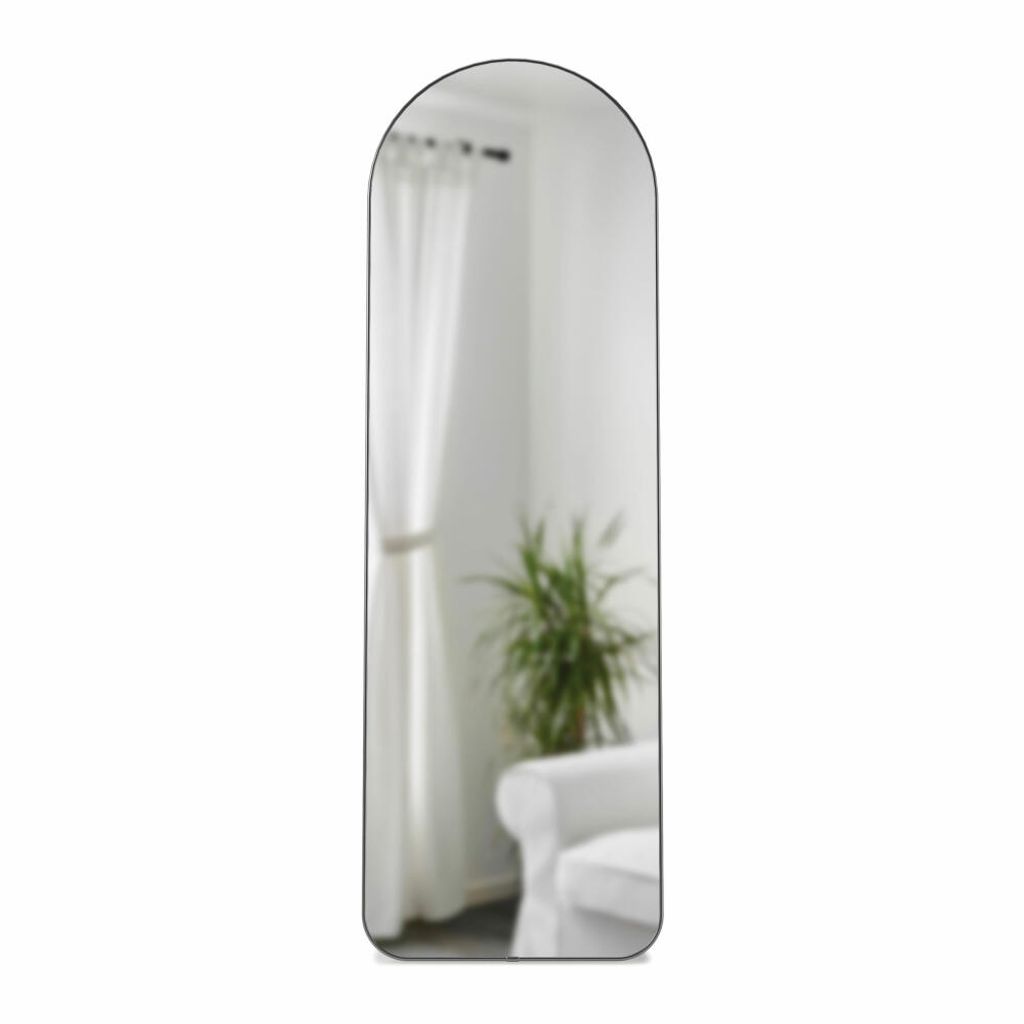 Umbra Standspiegel Hubba Gewölbt, Spiegel, Spiegelglas, Kunststoff, Titan, 51 x 158 cm, 1017062-378