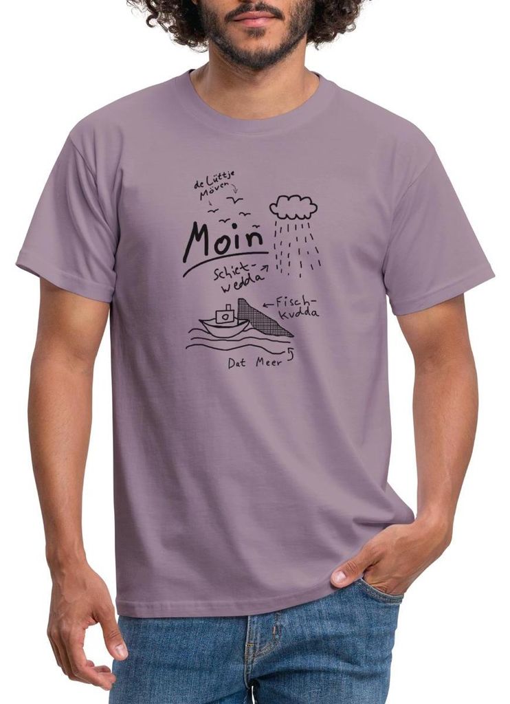 Spreadshirt Moin Norddeutscher Platt Küste Männer T-Shirt, XXL, Lilagrau