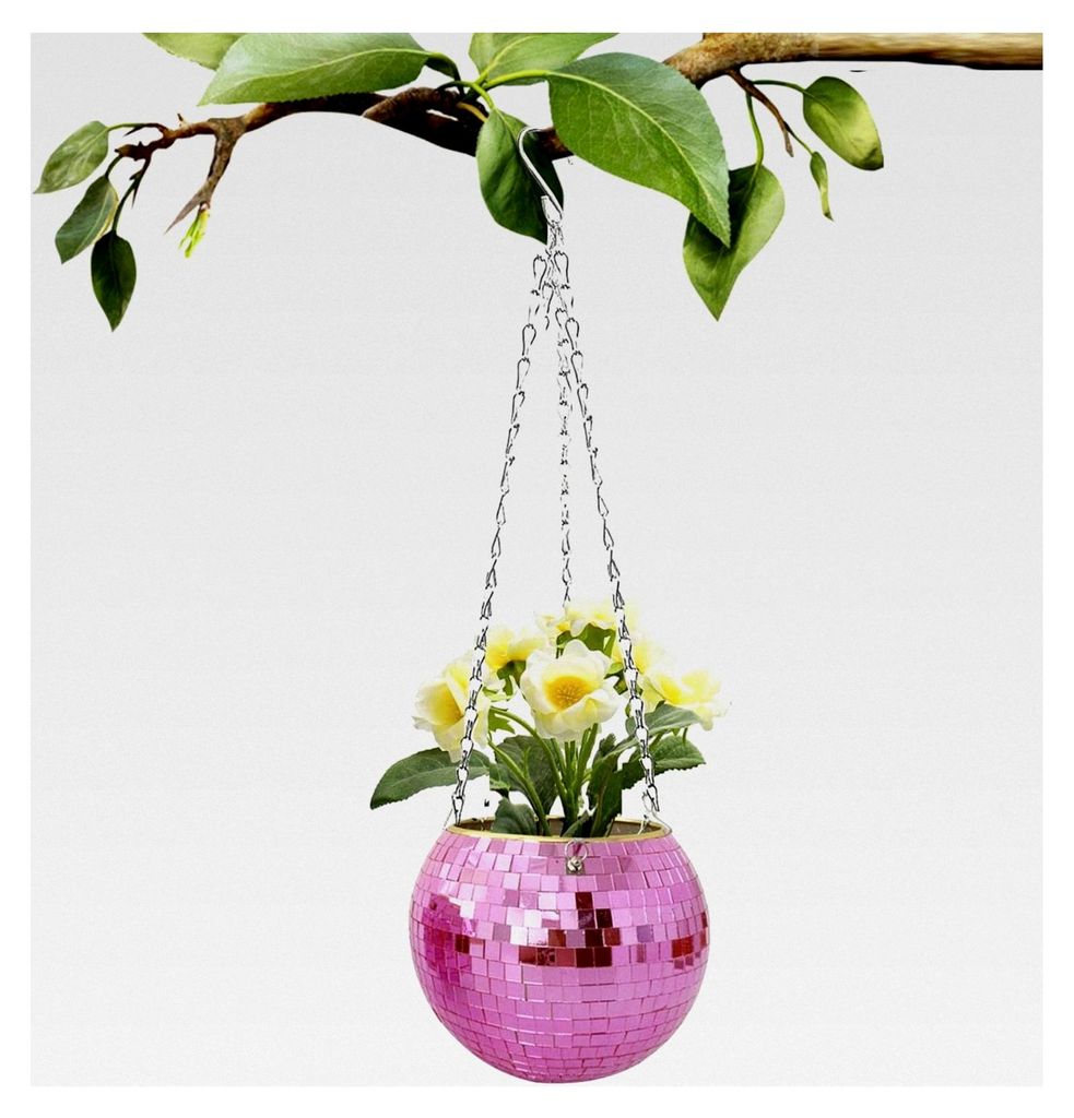 Pflanzgefäß in Form einer Discokugel, silberne Spiegelkugel, 15,2 cm, dekorative Hängekörbe für Pflanzen, Innenbereich, Hängebehälter