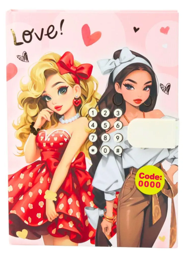 Carnet secret à code pour enfant avec mélodies et jolies pages à cœurs