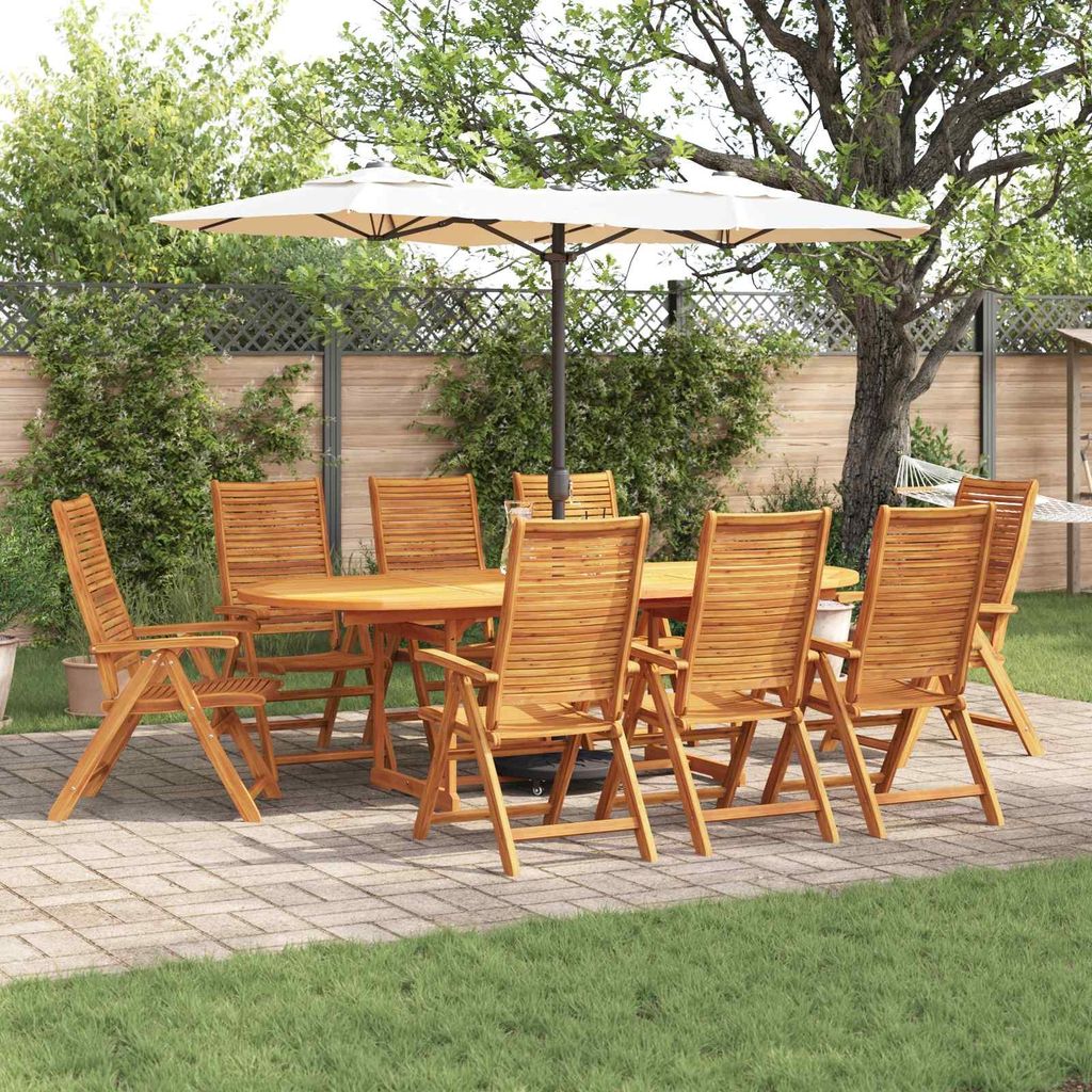 Maison Exclusive - Garten Essgruppe 9 pcs Braun Massivholz Akazie