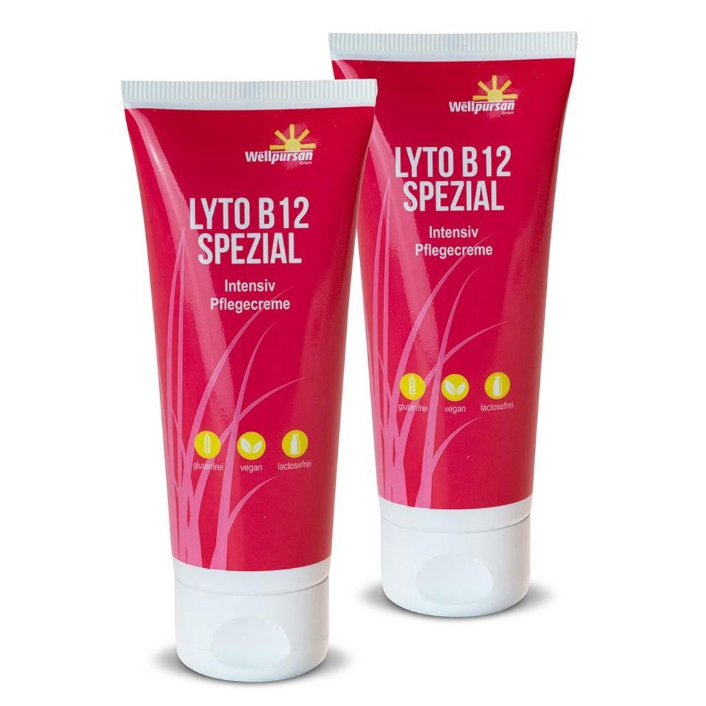 Wellpursan Lyto B12 Pflegecreme (2 x 75 ml) – Spezial-Hautcreme für trockene & gereizte Haut – mit Vitamin B12, RMS und Allantoin