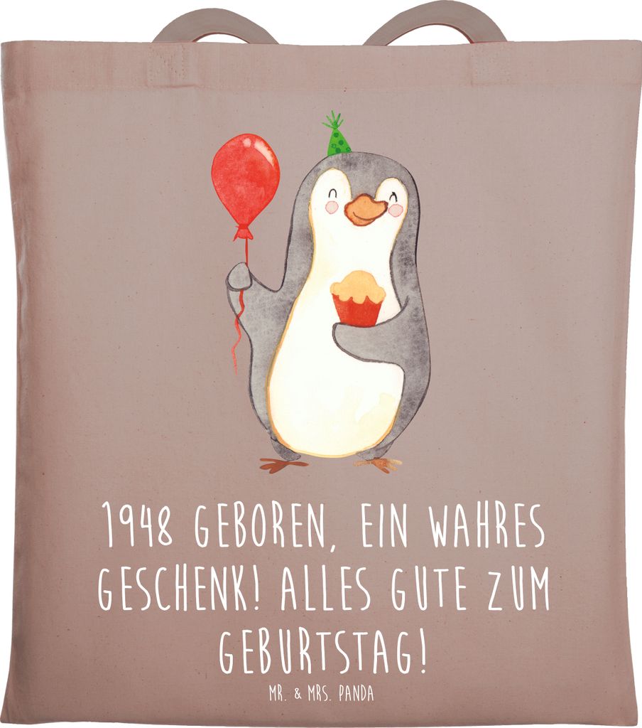 Mr. & Mrs. Panda Jutebeutel 1948 Geburtstag - Braun Pastell - Geschenk, Happy Birthday, Schultasche, Alter, Geburtstagsgeschenk, Shopping Tasche, G...