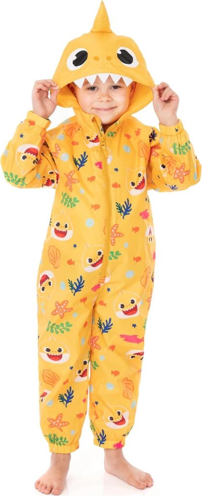 Baby Shark - Regenanzug 3D Zähne für Kinder NS6978 (104) (Gelb)