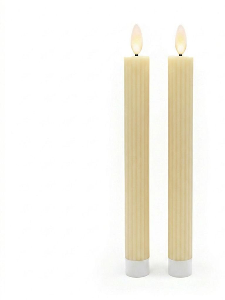 Relaxdays, juego de 2 velas LED de pie, color crema Imagen del producto 