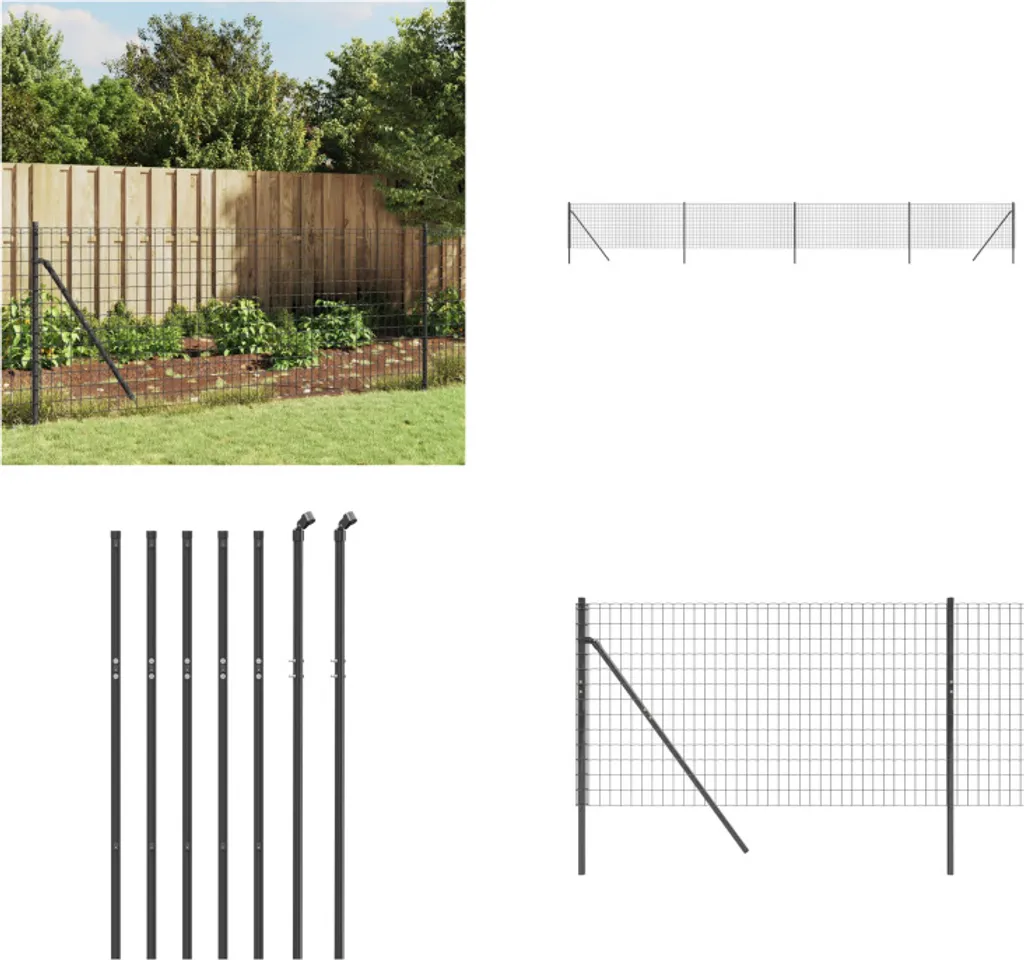 Rete Metallica per Recinzione Giardino 10m - Acciaio Antracite 80cm