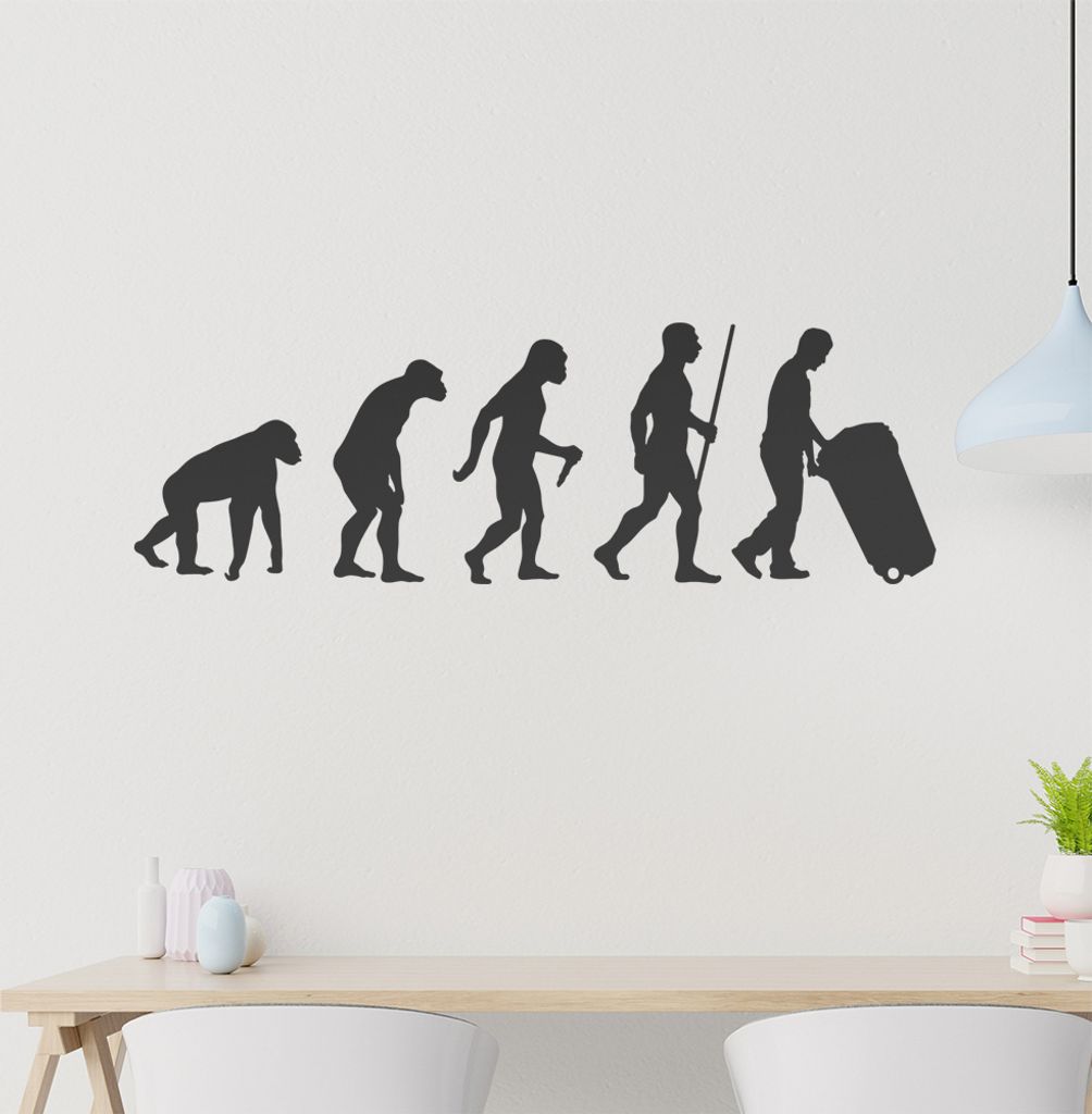 Müllmann Tonne Evolution Wandtattoo Wandaufkleber Wall Sticker - Dekoration, Küche, Wohnzimmer, Schlafzimmer, Badezimmer