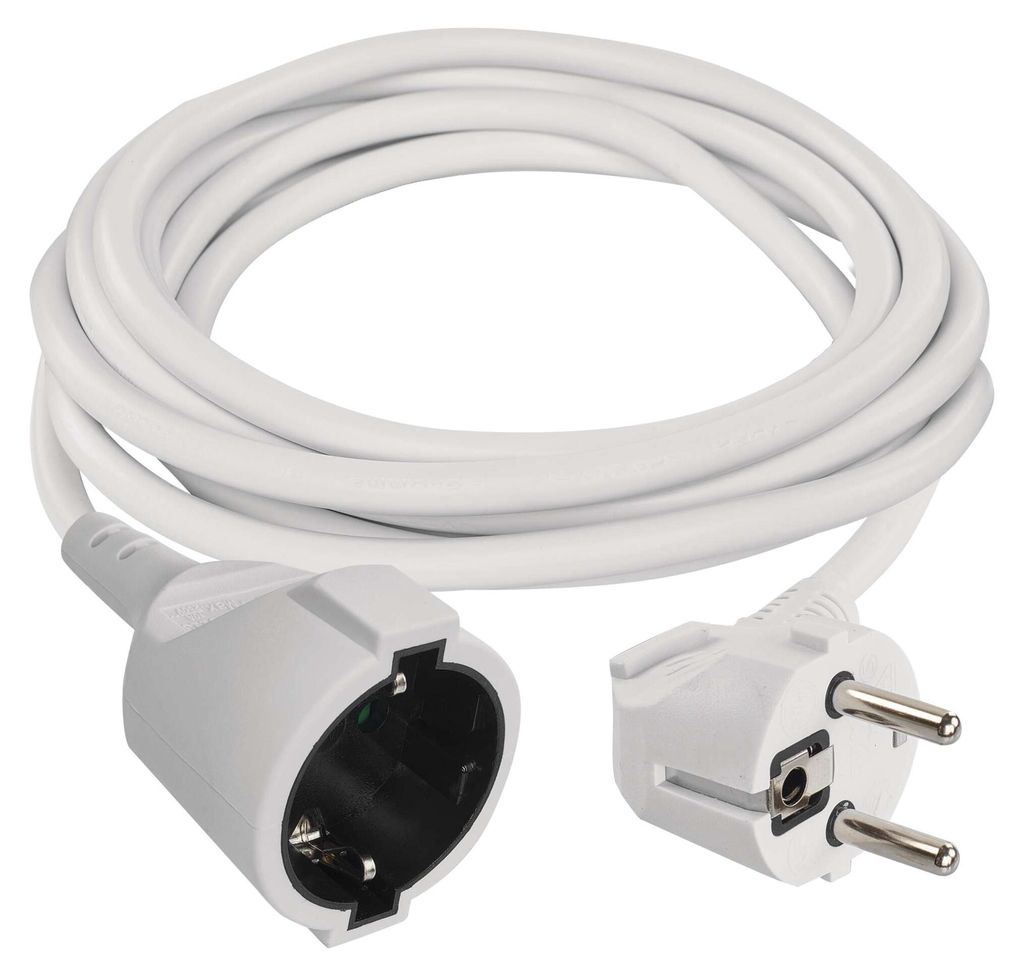 Verlängerungskabel 3 m / 1 Steckdose / weiß / PVC / 1,5 mm2
